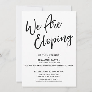 We Are Eloping Modern Casual Post Wedding Party Invitation