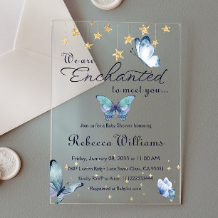 We Are Enchanted To Meet You Butterfly Baby Shower Acrylic Invitations