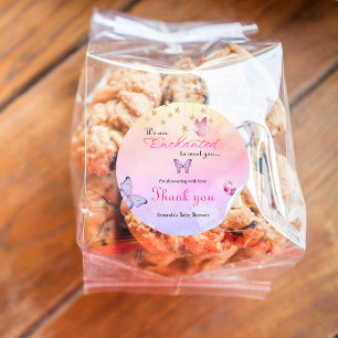 We Are Enchanted To Meet You Butterfly Baby Shower Classic Round Sticker