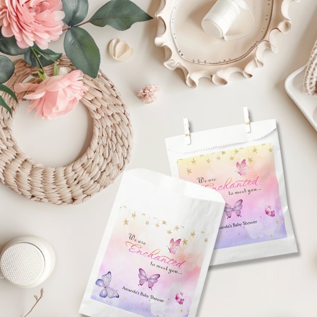 We Are Enchanted To Meet You Butterfly Baby Shower Favour Bag (Creator Uploaded)