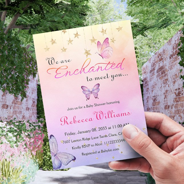 We Are Enchanted To Meet You Butterfly Baby Shower Invitation (Creator Uploaded)