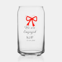 We are engaged add name letter red bow modern text