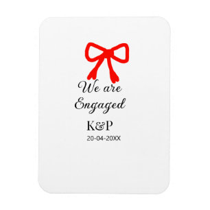 We are engaged add name letter red bow modern text magnet
