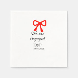 We are engaged add name letter red bow modern text napkin