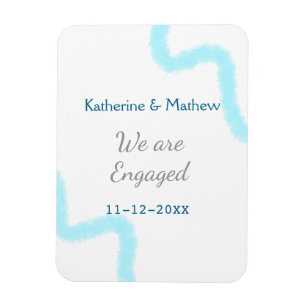 We are engaged blue grey watercolor spiral stylish magnet