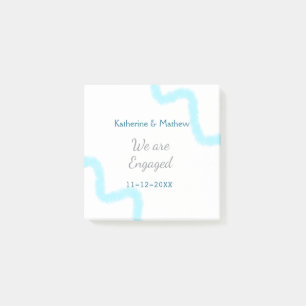 We are engaged blue grey watercolor spiral stylish post-it notes