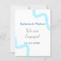 We are engaged blue grey watercolor spiral stylish
