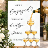 We Are Engaged Champagne Tower