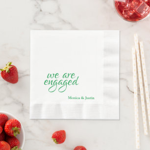 We Are Engaged Cocktail Napkin