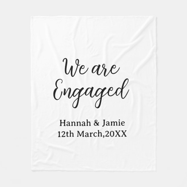 We are Engaged couple name date calligraphystylish Fleece Blanket (Front)
