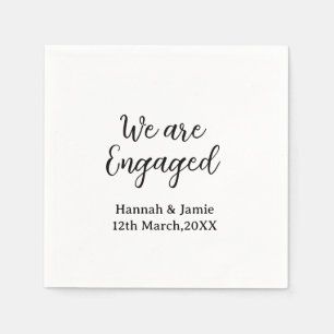 We are Engaged couple name date calligraphystylish Napkin