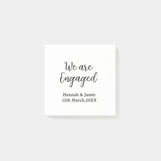We are Engaged couple name date calligraphystylish Post-it Notes (Front)