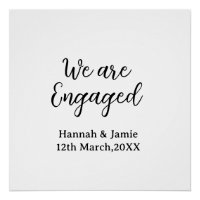We are Engaged couple name date calligraphystylish