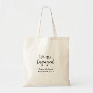 We are Engaged couple name date calligraphystylish Tote Bag