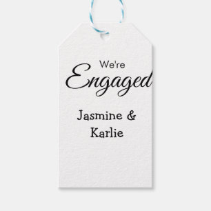 We are engaged couple name romantic stylish simple gift tags