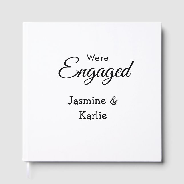 We are engaged couple name romantic stylish simple guest book (Front)