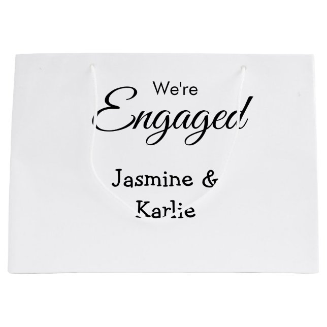 We are engaged couple name romantic stylish simple large gift bag (Front)
