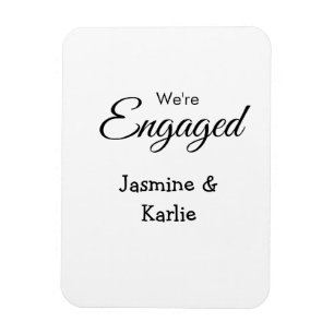 We are engaged couple name romantic stylish simple magnet