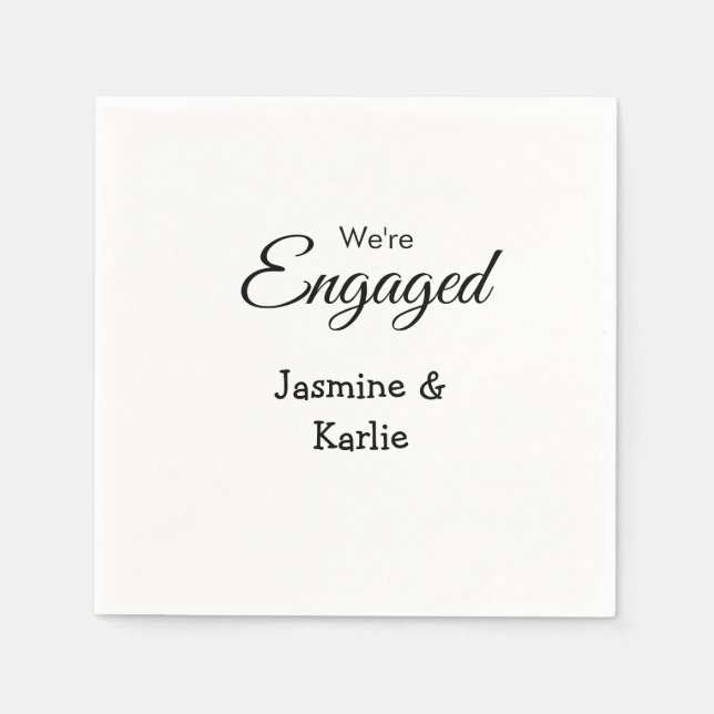 We are engaged couple name romantic stylish simple napkin (Front)