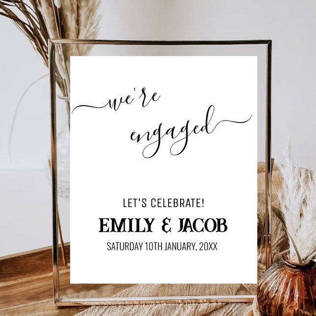 We Are Engaged Minimalist Engagement Welcome Party Poster (Creator Uploaded)