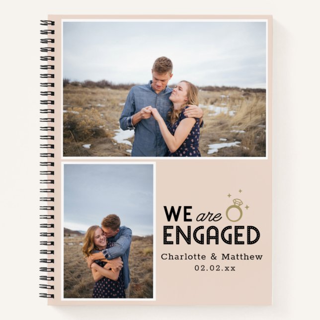 We Are Engaged Photo Collage Notebook (Front)