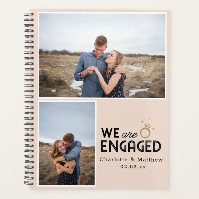 We Are Engaged Photo Collage Wedding Planner (Front)