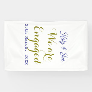 We are Engaged purple gold name date elegant simpl Banner