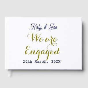 We are Engaged purple gold name date elegant simpl Guest Book