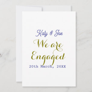 We are Engaged purple gold name date elegant simpl Invitation