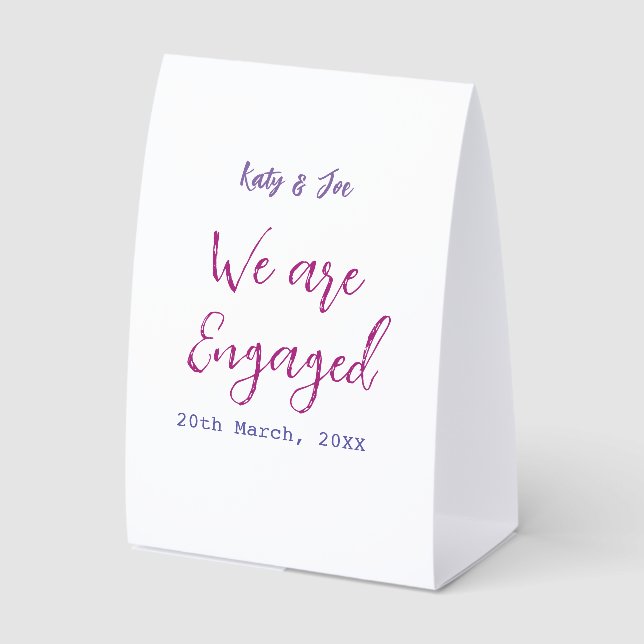 We are Engaged purple pink name date elegant simpl (Front)