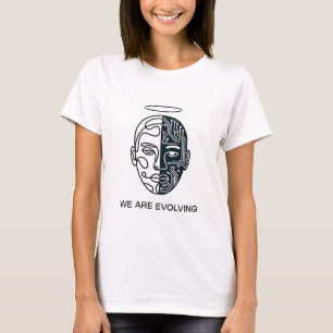 “We Are Evolving” AI Human Fusion Minimalist T-Shi T-Shirt