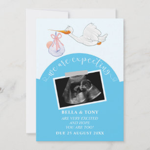 We Are Expecting Blue Pregnancy Sonogram Card
