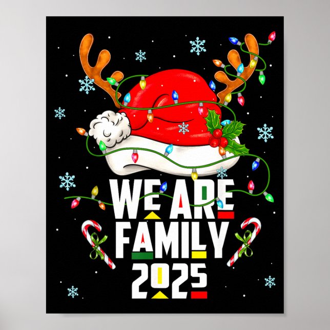 We Are Family 2025 Black Christmas Tree Santa Pjs  Poster (Front)