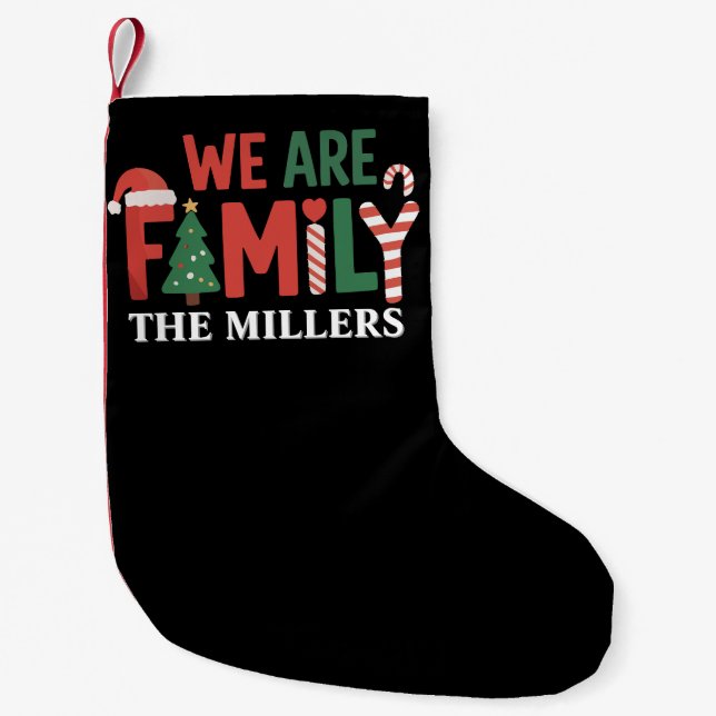 We Are Family Personalised Christmas Family Couple Small Christmas Stocking (Front)