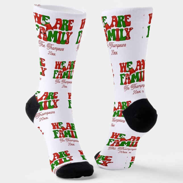 We Are Family Personalised Matching Christmas 2024 Socks (Angled)