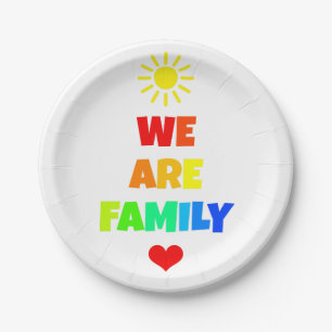 We Are Family Rainbow Sunshine Adoption Design Paper Plate