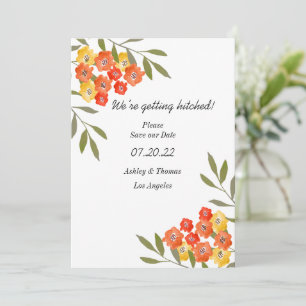 We Are Getting Hitched Custom Floral Fall Colours Save The Date