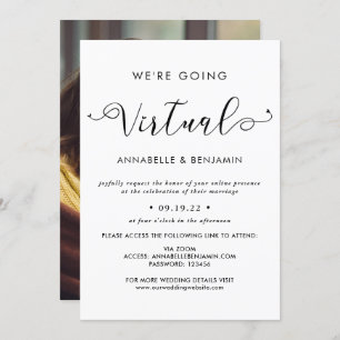 We Are Going Virtual Wedding Photo Announcement