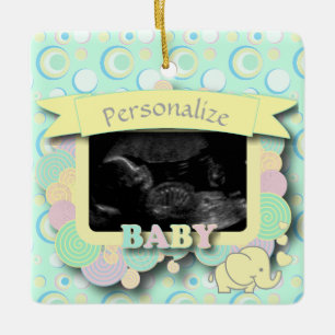 We are having a Baby - Sonogram with DIY Text Ceramic Ornament