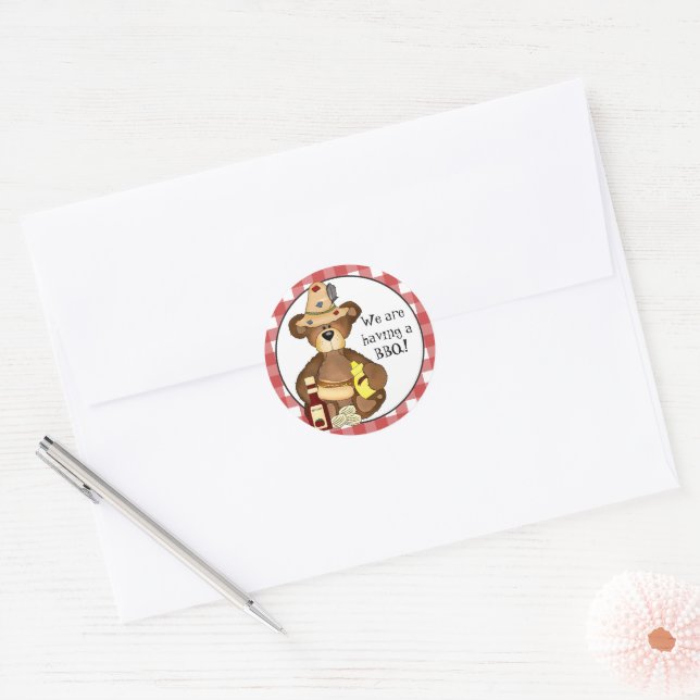 We are having a BBQ Bear sticker (Envelope)
