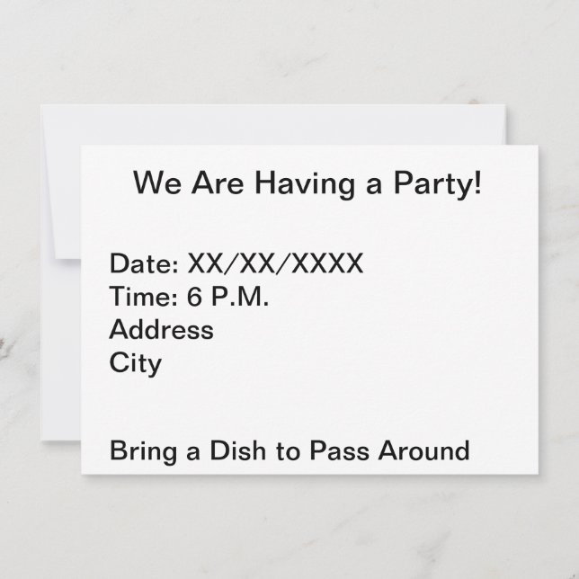 We Are Having a Party Custom Invitation (Back)
