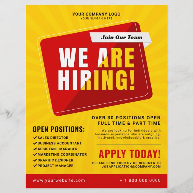 We Are Hiring Business Company Job Advertisement Flyer (Front)