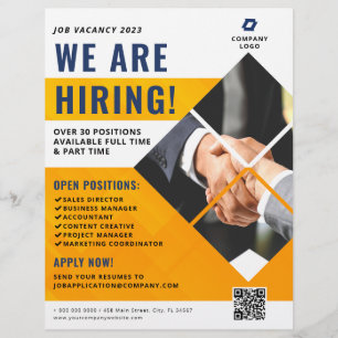 We Are Hiring Business Company Photo QR Code Flyer