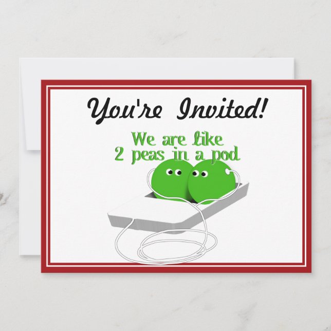 We are Like Two Peas in a Pod Invitation (Front)