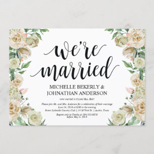 We are married Elopement Reception Invitation Card