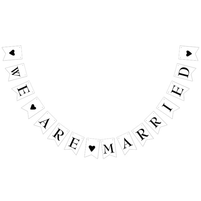 We Are Married Rustic Cute Wedding Bunting Flag (All)