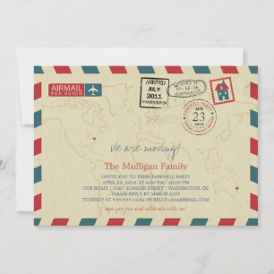 We Are Moving Airmail   Farewell Party Invitation