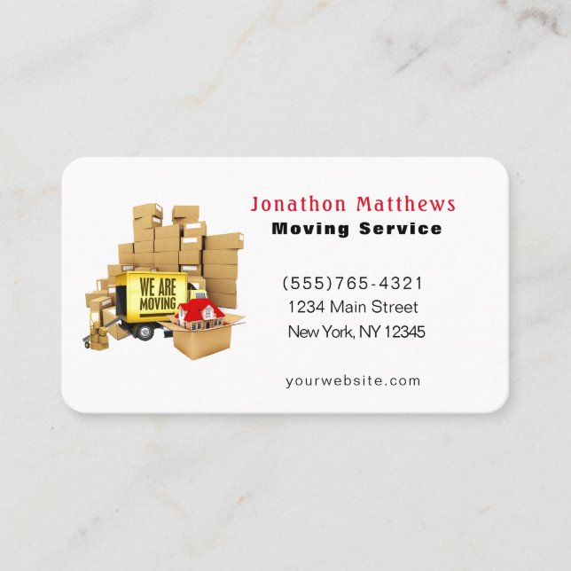 We Are Moving Company Service Business Card (Front)