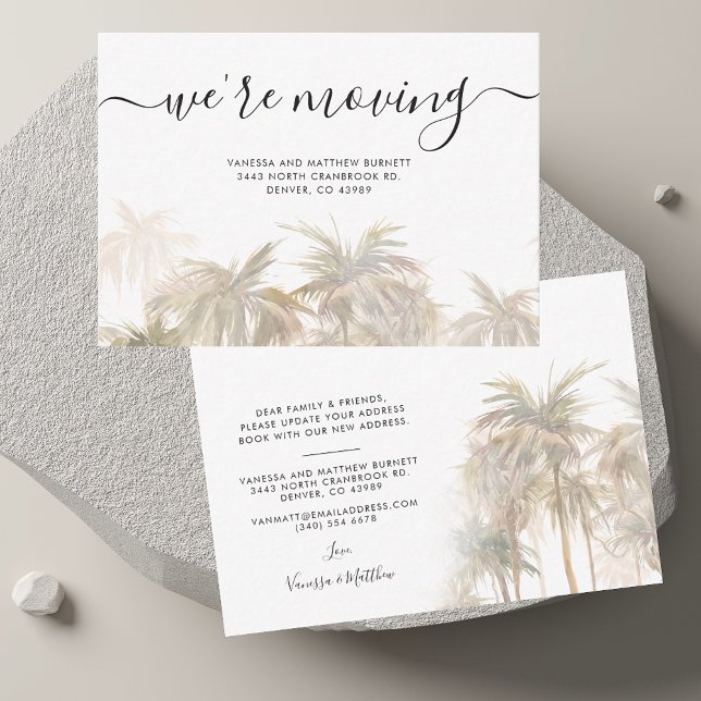We Are Moving Palm Trees Address Change Card (We Are Moving Palm Trees Address Change Note Card)