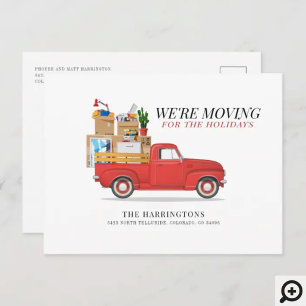 We Are Moving Red Truck Change of Address Announcement Postcard
